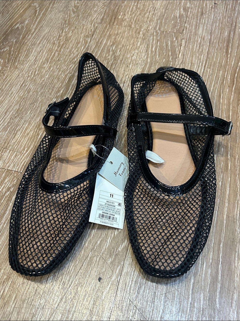 SZ 11 a new day Black Mesh Mary Jane Flats